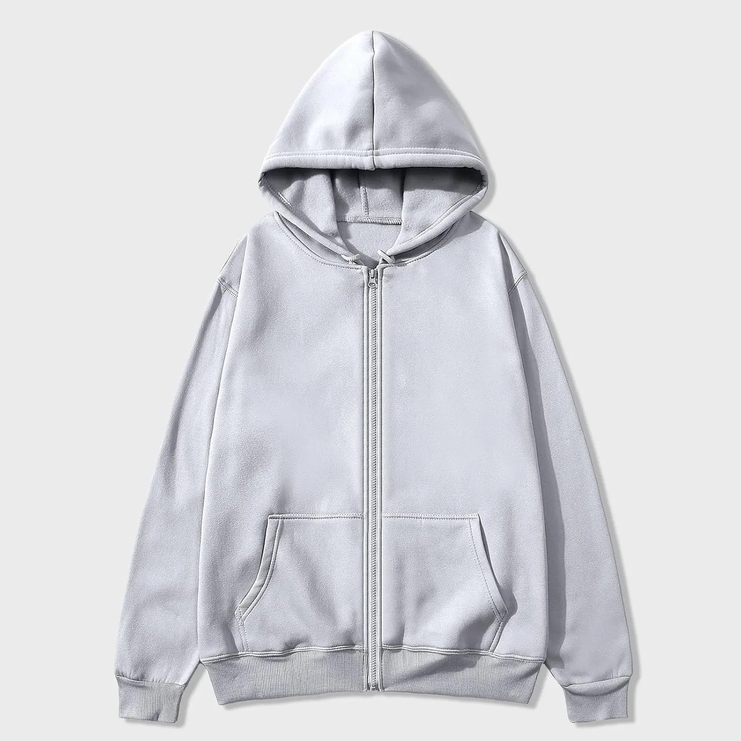 Ctreela Basic Hoodie Jacket for Women Men Full Zip Up T-Shirt Hoodie Solid Color Unisex Adult Teen Plain Hooded Jackets