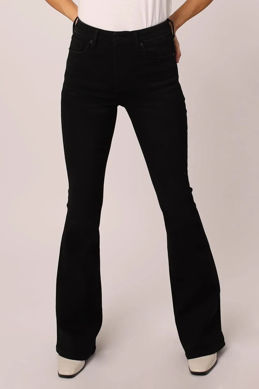 DEAR JOHN Laney Flare Women's Jeans Mid Rise Clean Hem
