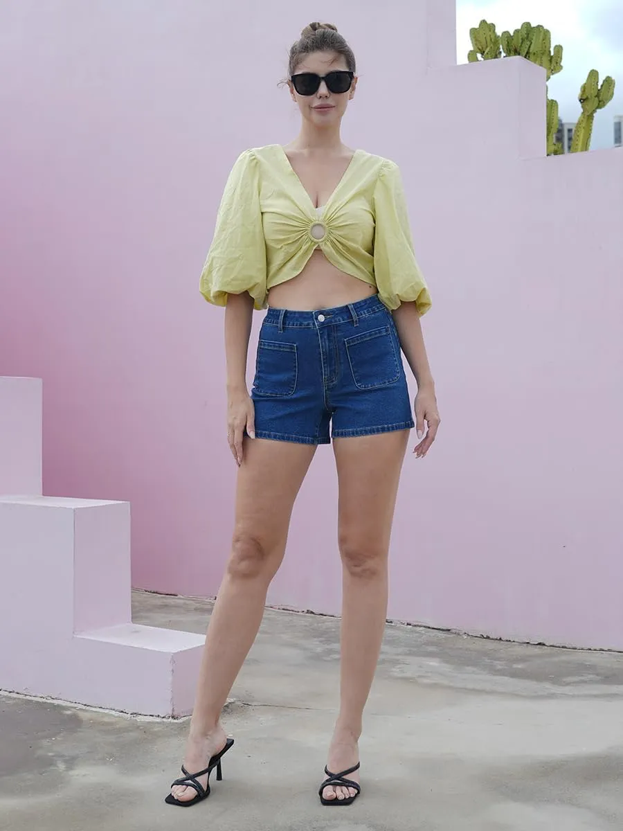 Denim Shorts for Women High Waisted Stretchy Denim Jean Shorts with Pockets