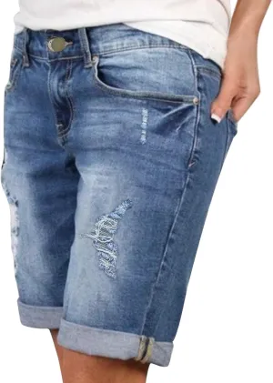 Denim Shorts for Women High Waisted Stretchy Jean Shorts Distressed Summer Shorts Cut Off Denim Jean Shorts