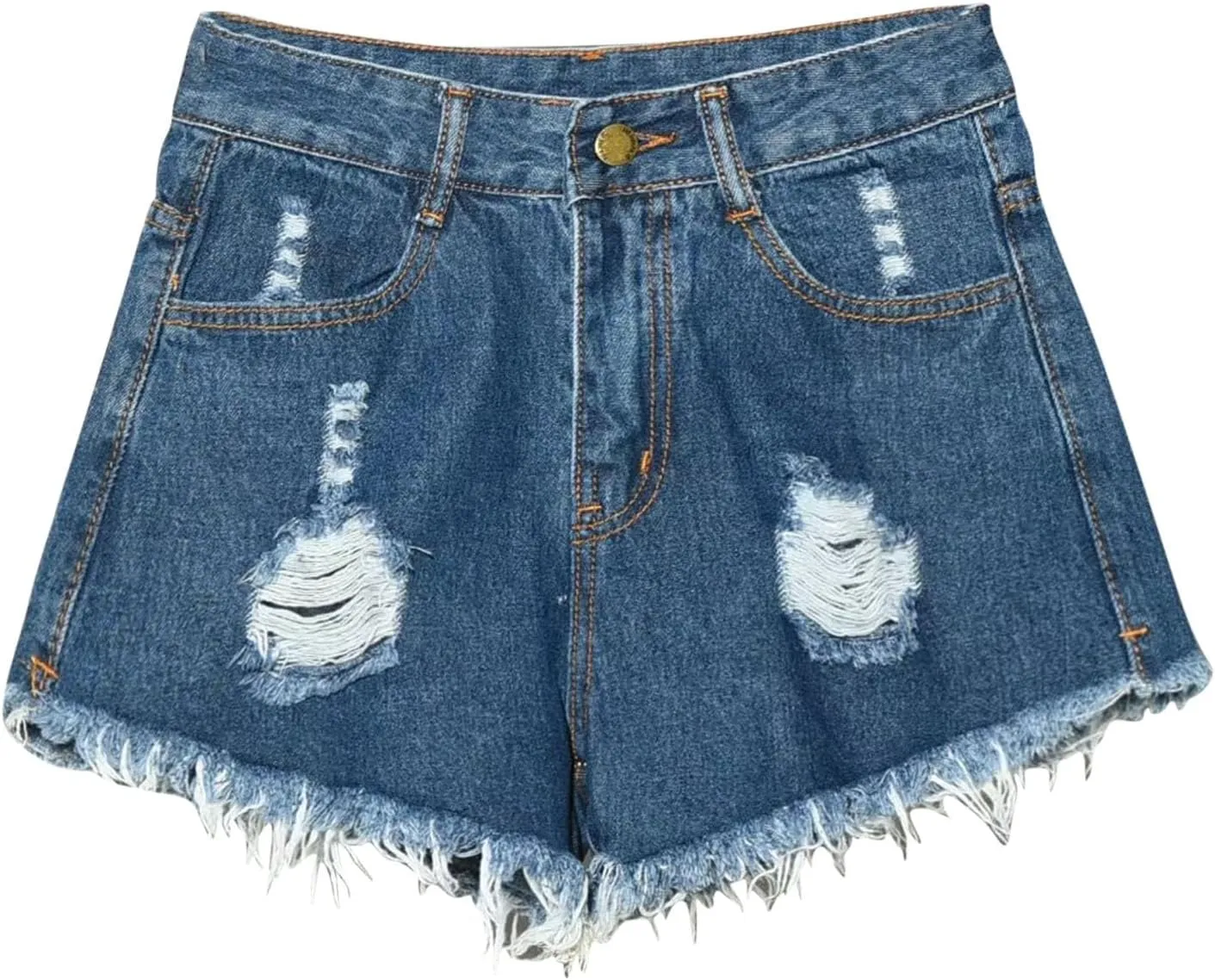 Denim Shorts for Women Mid Rise Ripped Distressed Shorts Frayed Raw Hem 5" Shorts with Pockets Trendy Cut Off Shorts