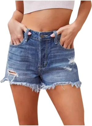 Denim Shorts Women High Waisted Lifting Mid Rise Denim Shorts