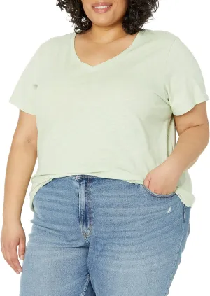 Dickies Women's Plus Size Short Sleeve V-Neck T-Shirt