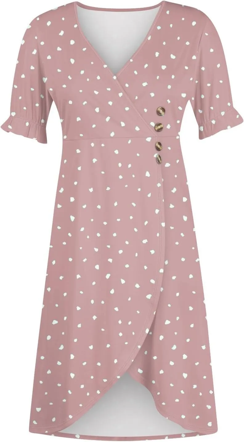 Dresses Women Wrap Midi Dresses for Women Puff Sleeve Summer Summer Dresses Women Ethnic Style