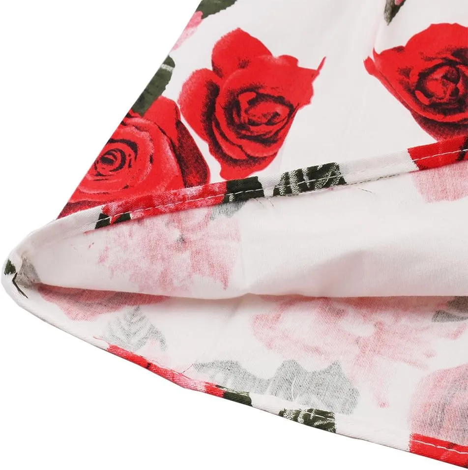 Dressever Women's Vintage A-line Printed Pleated Flared Midi Skirts