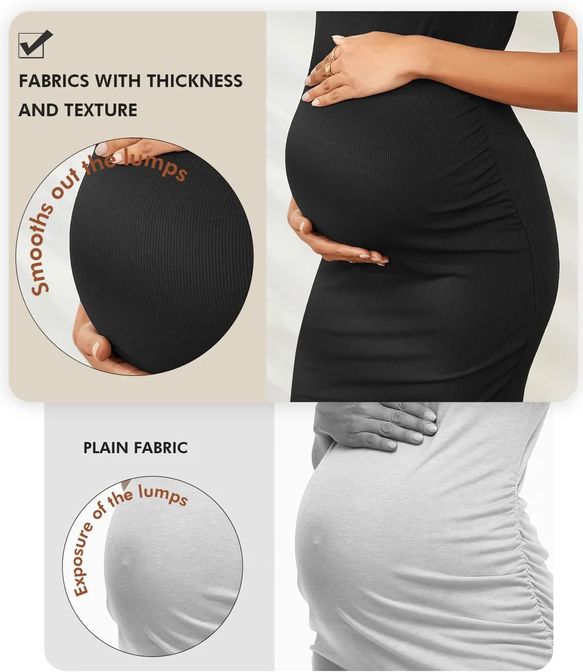 Ecavus Women's Maternity Ribbed Slim Fit Dress Sleeveless Tank Dresses Scoop Neck Pregnancy Bodycon Dress for Casual Wear