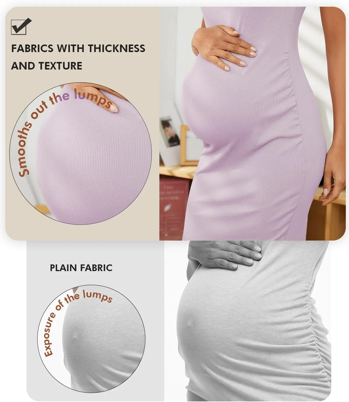 Ecavus Women's Maternity Ribbed Slim Fit Dress Sleeveless Tank Dresses Scoop Neck Pregnancy Bodycon Dress for Casual Wear