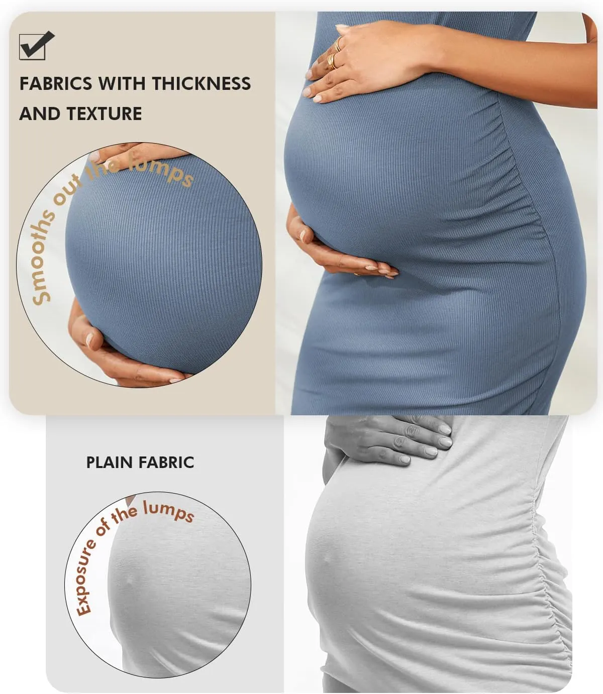 Ecavus Women's Maternity Ribbed Slim Fit Dress Sleeveless Tank Dresses Scoop Neck Pregnancy Bodycon Dress for Casual Wear