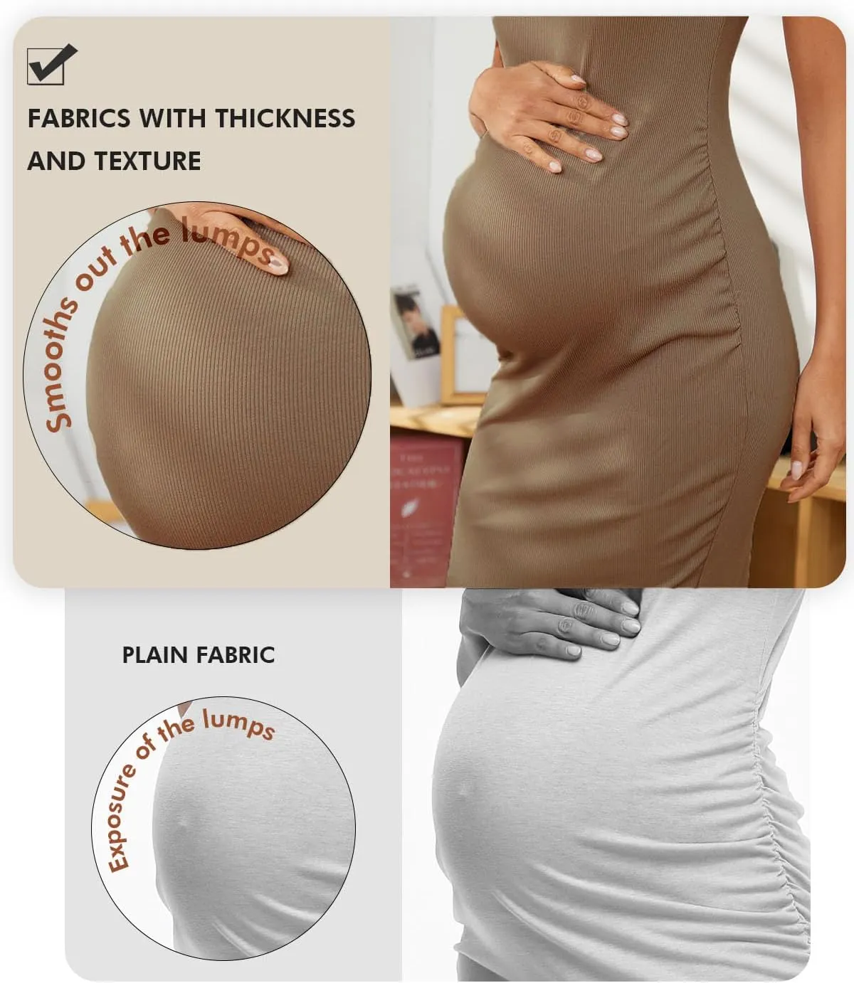 Ecavus Women's Maternity Ribbed Slim Fit Dress Sleeveless Tank Dresses Scoop Neck Pregnancy Bodycon Dress for Casual Wear