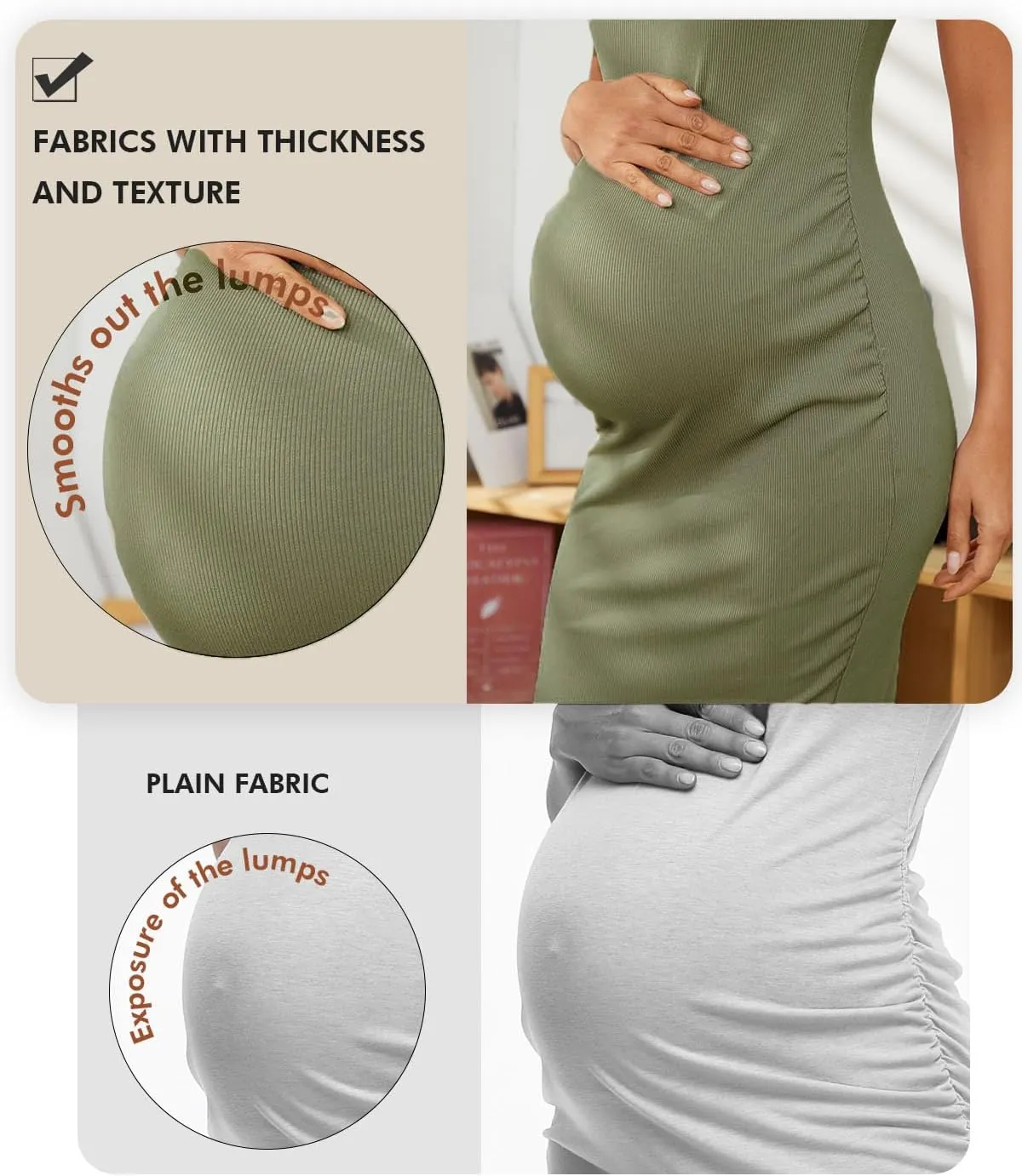 Ecavus Women's Maternity Ribbed Slim Fit Dress Sleeveless Tank Dresses Scoop Neck Pregnancy Bodycon Dress for Casual Wear