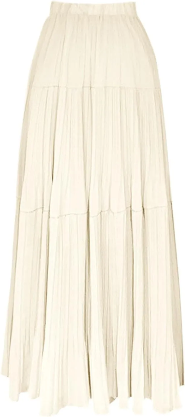 Elegant Maxi Skirts for Women 2025 Ruffle Long Flowy Swing Chiffon Elastic Waist Tiered A Line Skirt Loose Fit