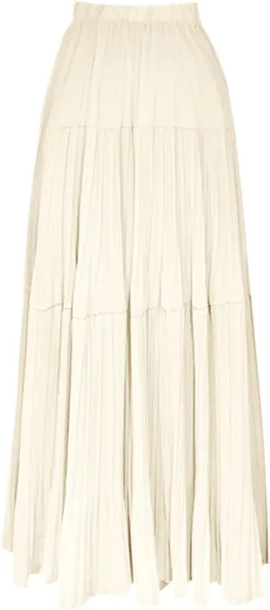 Elegant Maxi Skirts for Women 2025 Ruffle Long Flowy Swing Chiffon Elastic Waist Tiered A Line Skirt Loose Fit