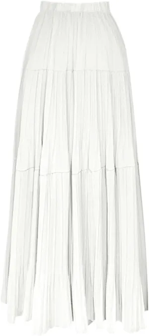 Elegant Maxi Skirts for Women 2025 Ruffle Long Flowy Swing Chiffon Elastic Waist Tiered A Line Skirt Loose Fit