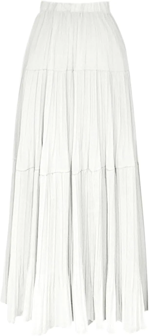 Elegant Maxi Skirts for Women 2025 Ruffle Long Flowy Swing Chiffon Elastic Waist Tiered A Line Skirt Loose Fit