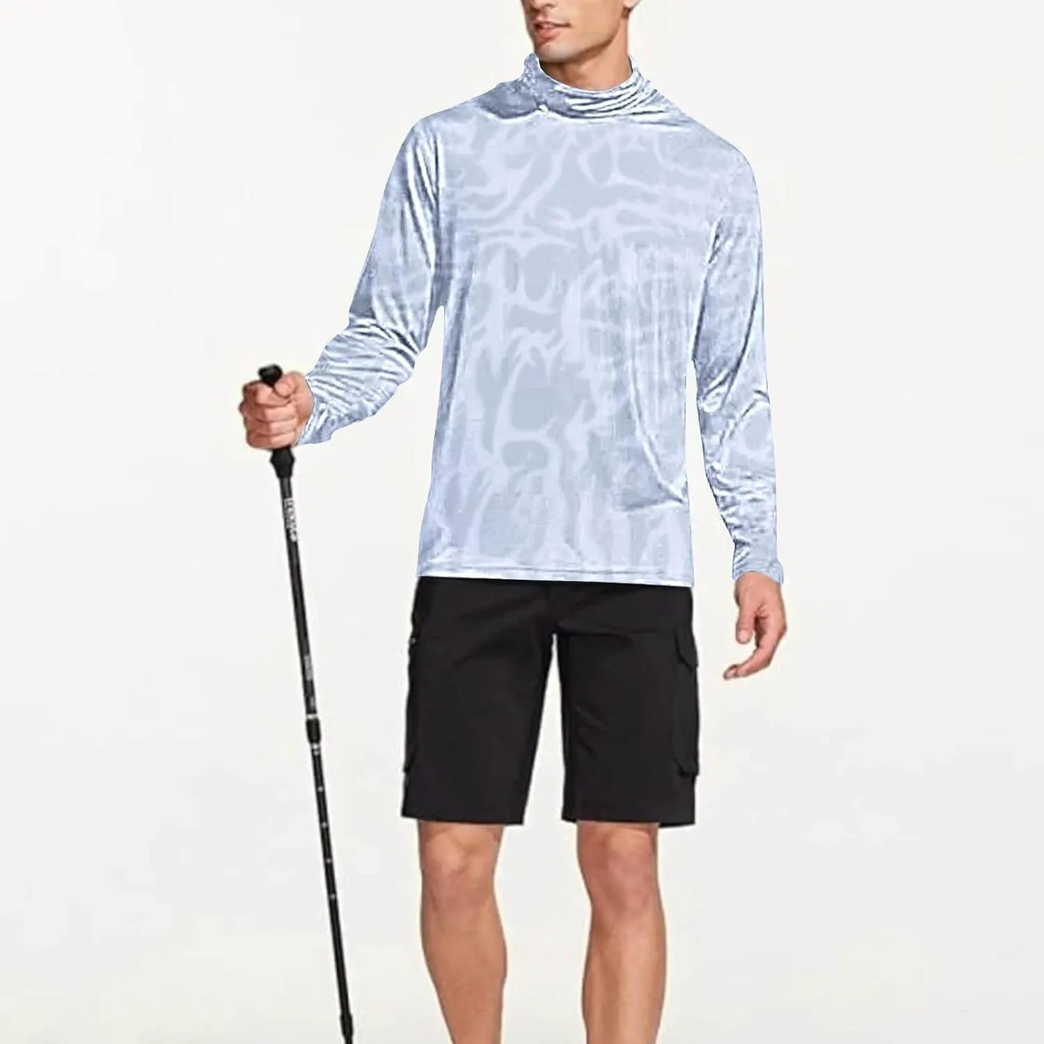 Fishing Shirt for Men UPF 50  UV Sun Shirts Outdoor Fishing Hoodie with Gaiter Long Sleeve Hiking Shirts Rash Guards