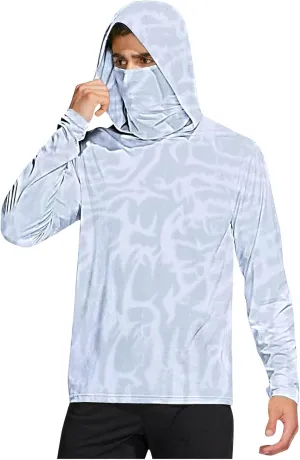 Fishing Shirt for Men UPF 50  UV Sun Shirts Outdoor Fishing Hoodie with Gaiter Long Sleeve Hiking Shirts Rash Guards