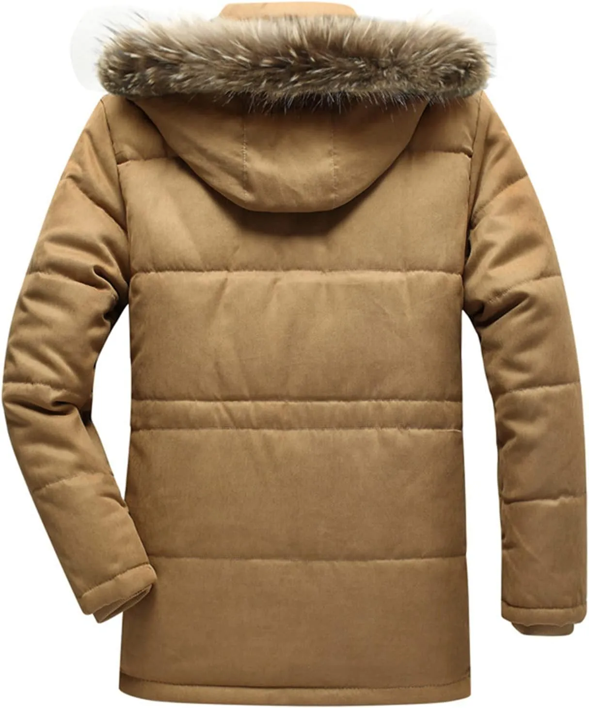Fleece Lined for Men Solid Fur Collar Full Zip Tactical Military Hunting Jacket with Pockets Winter Warm Outwears