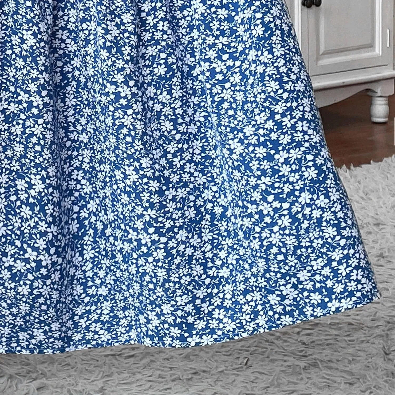 Floral Skirts for Women 2025 Spring Summer Trendy Elastic Waist Maxi Skirts Flowy Bohemian Ruffle Skirt with Pockets
