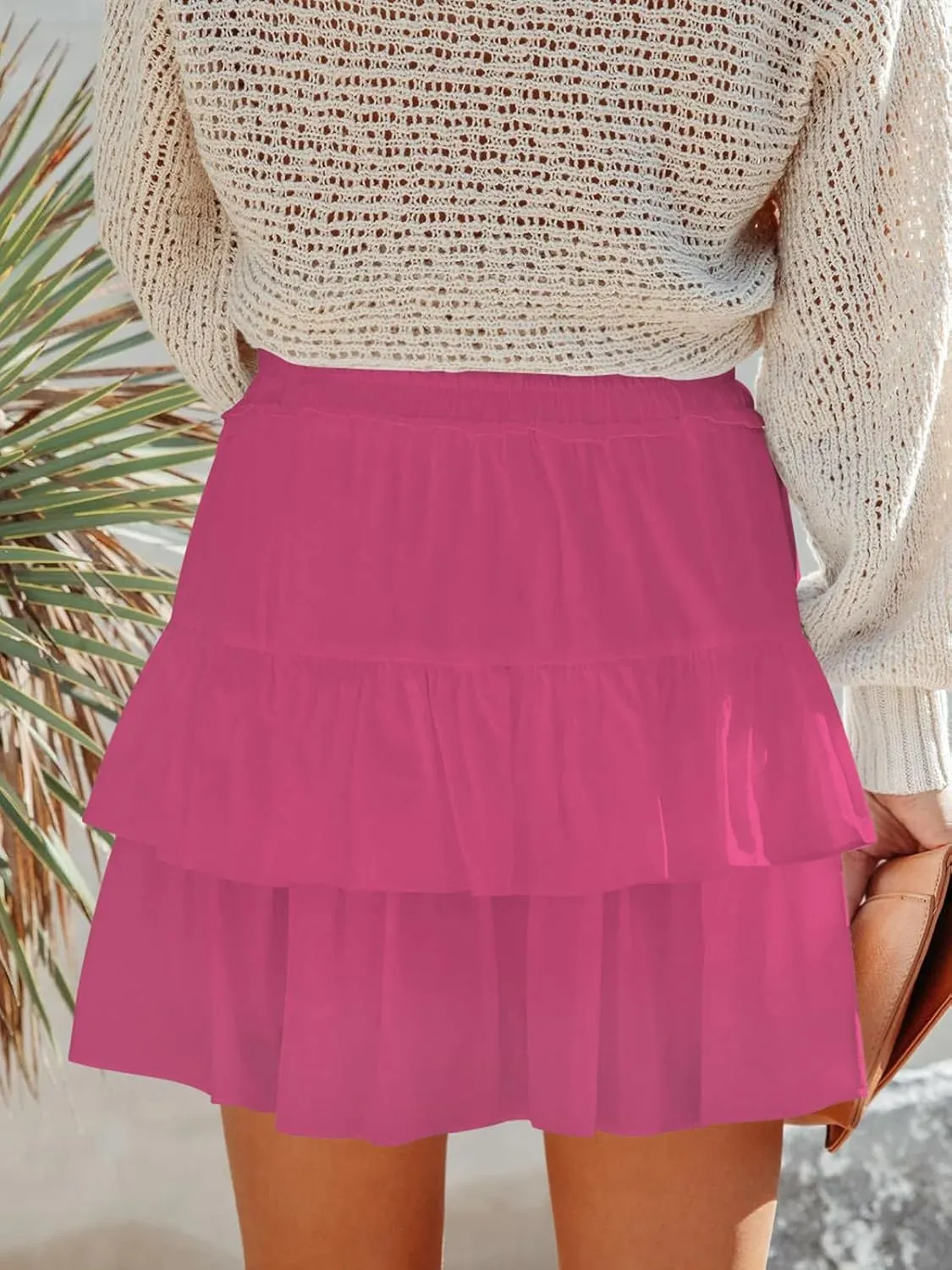 Flowy Shorts Dress for Women Boho Ruffled Tiered Skorts Skirt High Waist Mini Skirts Summer Cute Tennis Shorts