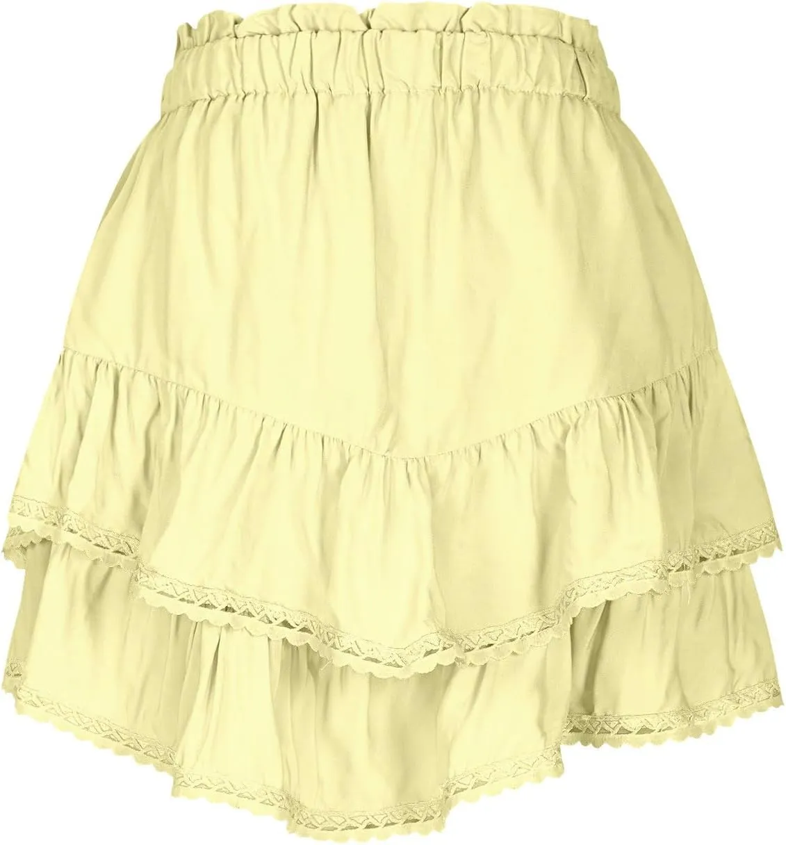 Flowy Shorts for Women Casual Beach Vacation Ruffle Layered Tiered Skorts High Waist Mini Skirts Golf Tennis Skirt