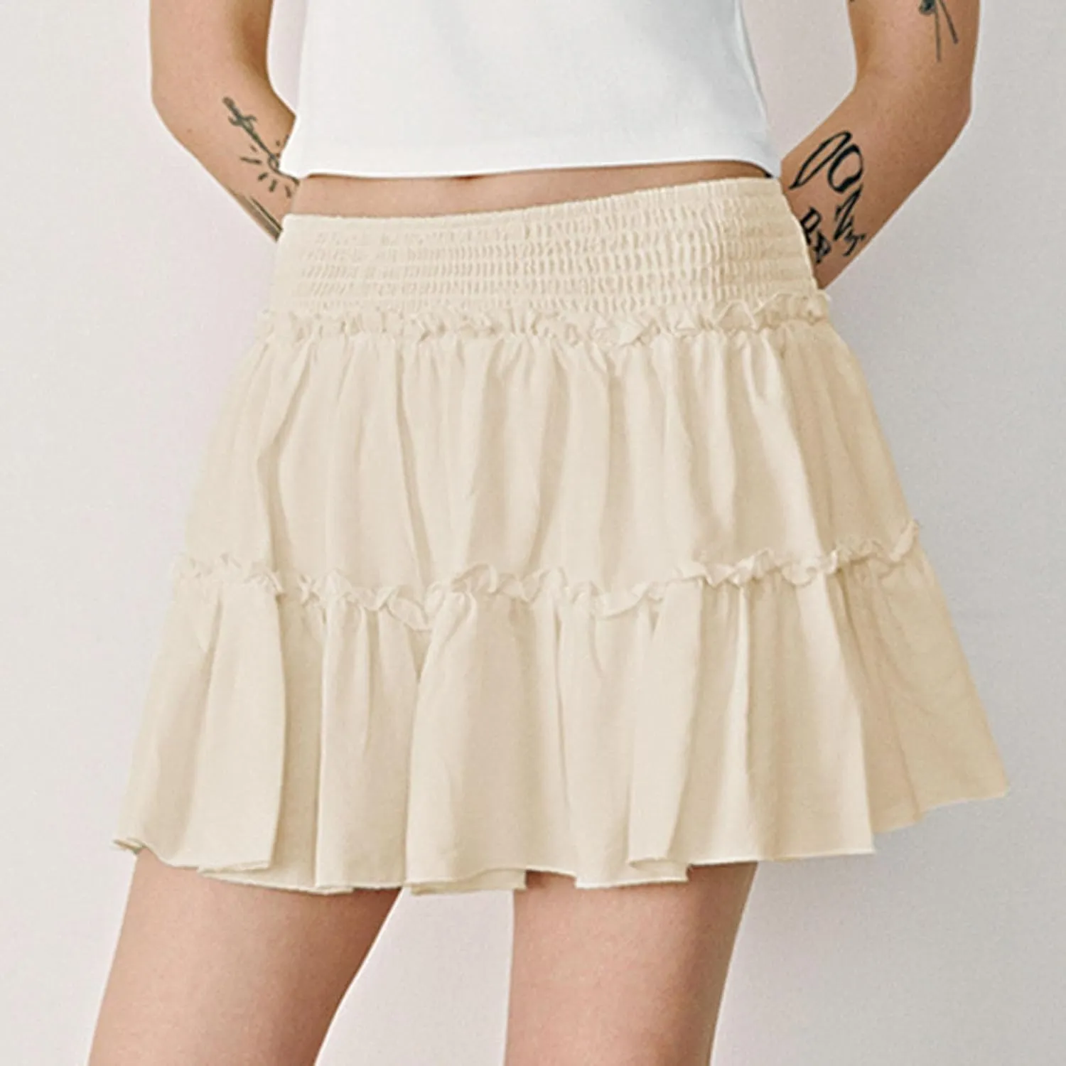 Flowy Shorts for Women Summer Boho Ruffle Tiered Skorts High Waist Mini Skirts Golf Tennis Going Out Trendy Shorts