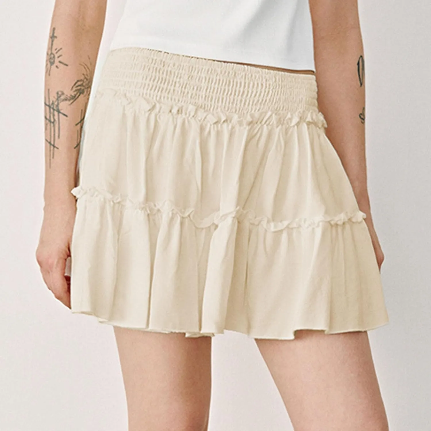 Flowy Shorts for Women Summer Boho Ruffle Tiered Skorts High Waist Mini Skirts Golf Tennis Going Out Trendy Shorts