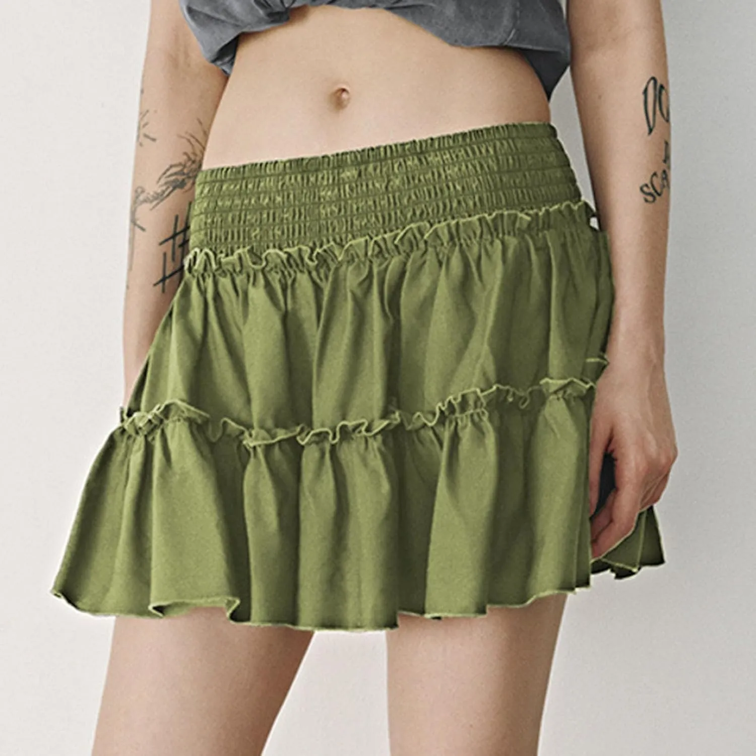 Flowy Shorts for Women Summer Boho Ruffle Tiered Skorts High Waist Mini Skirts Golf Tennis Going Out Trendy Shorts