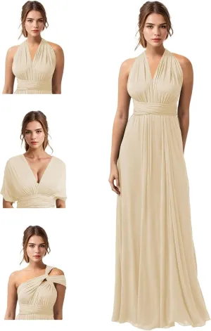 GATMAHE Convertible Infinity Bridesmaids Dresses Bandeau - Women's Transformer Multiway Twist Wrap Midi Dresses