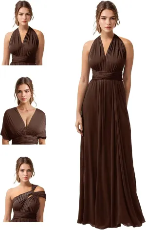 GATMAHE Convertible Infinity Bridesmaids Dresses Bandeau - Women's Transformer Multiway Twist Wrap Midi Dresses