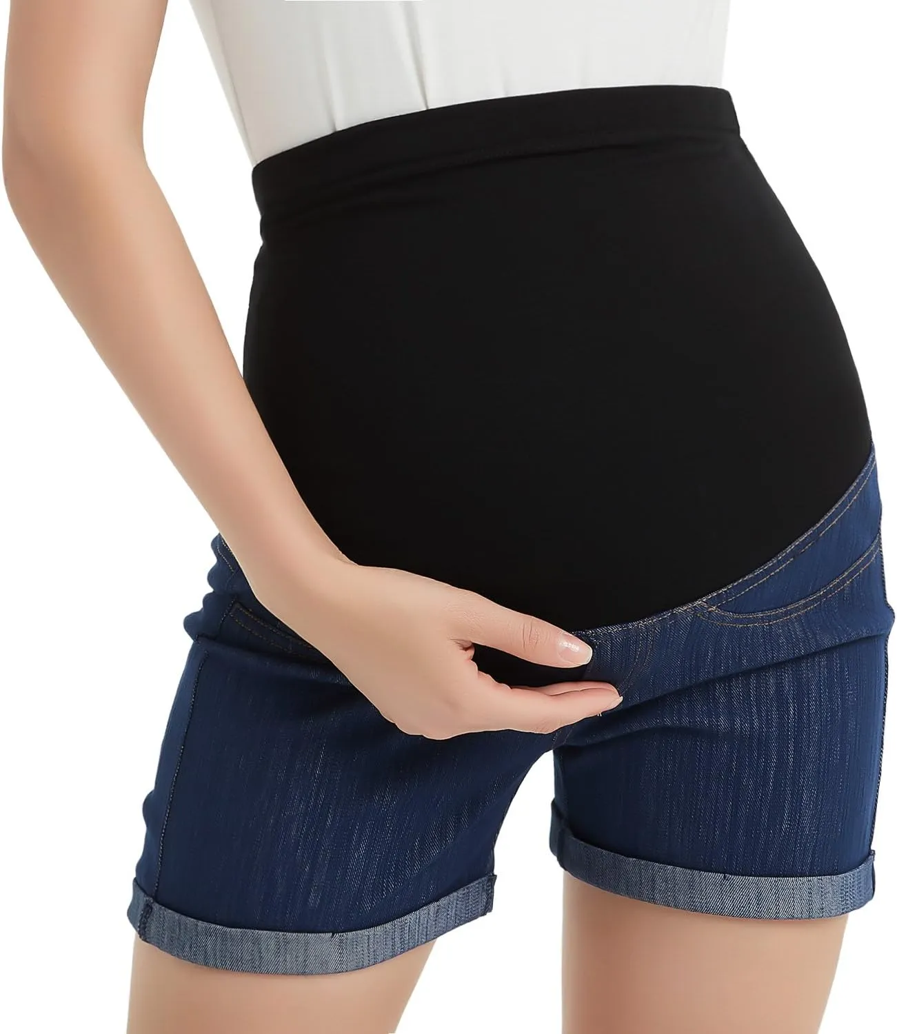 GINKANA Maternity Denim Shorts Cotton Lounge Over Bump Pregnancy Shorts Summer Linen Pants