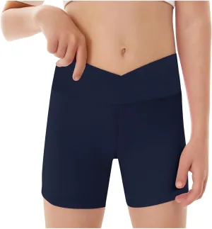 Girls Boys B𝗶ke Shorts Volleyball Spandex Shorts Kids Pull on Dance Yoga Workout Athletic Running Compression Short