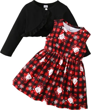 Girls Dress and Cardigan Sleeveless Floral Print Tank Dresses and Bolero Shrug 2 Piece Kids Girl Spring Outfit