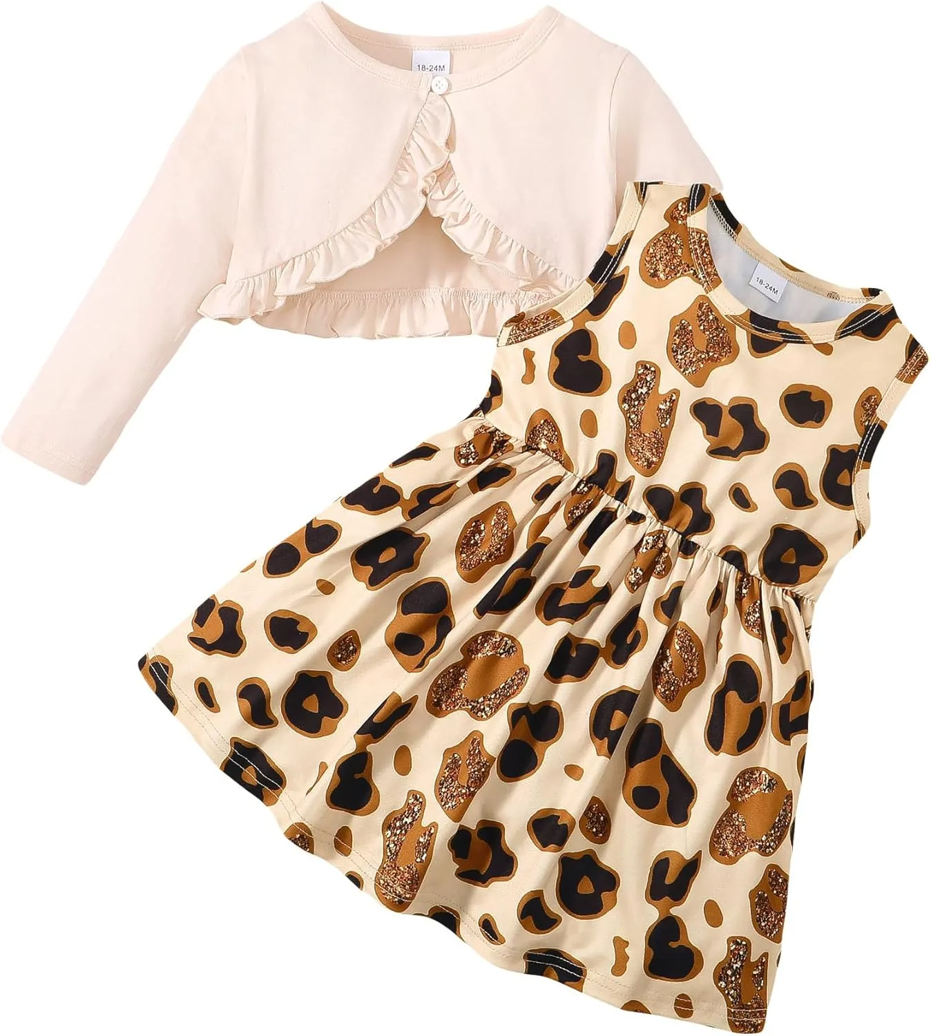 Girls Dress and Cardigan Sleeveless Floral Print Tank Dresses and Bolero Shrug 2 Piece Kids Girl Spring Outfit