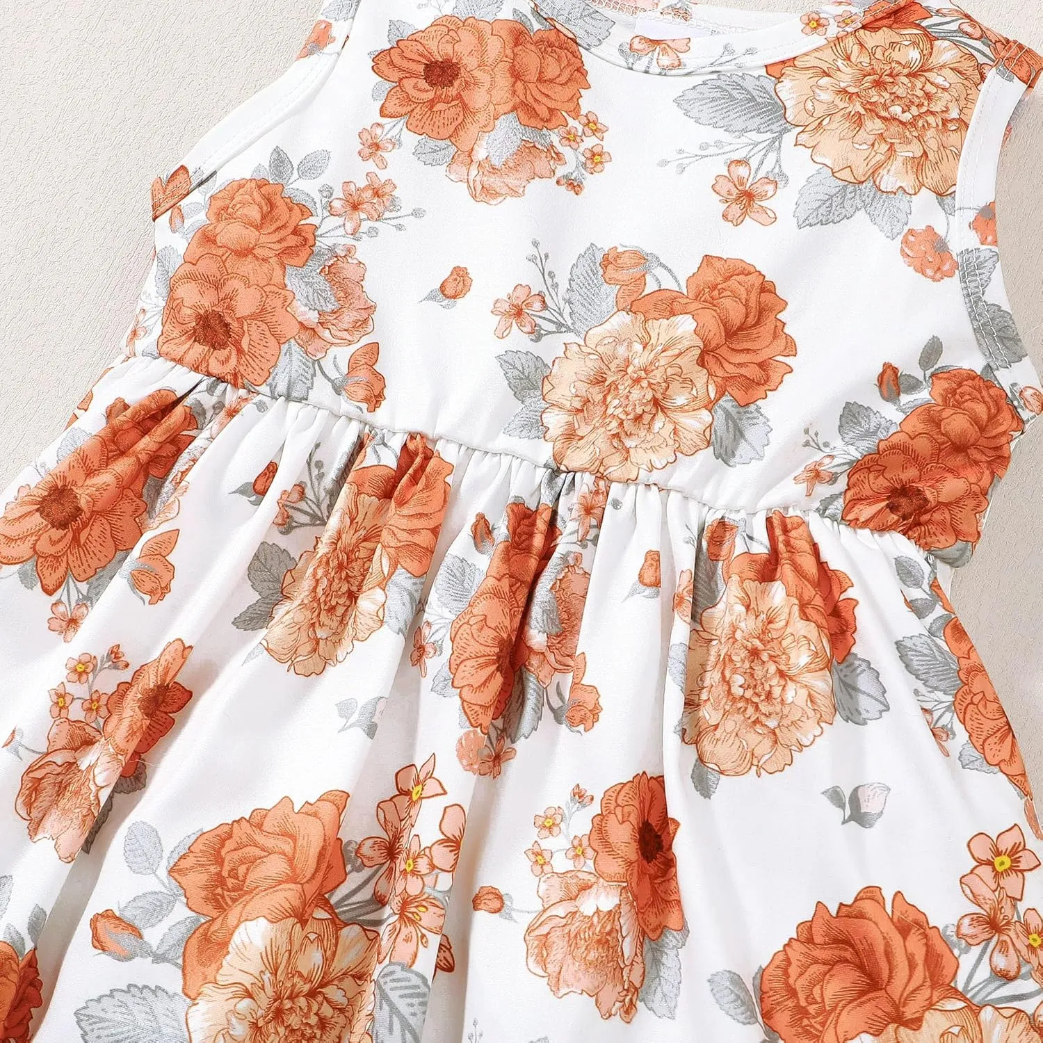 Girls Dress and Cardigan Sleeveless Floral Print Tank Dresses and Bolero Shrug 2 Piece Kids Girl Spring Outfit