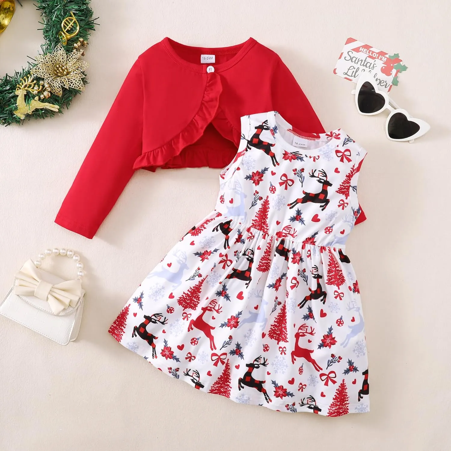 Girls Dress and Cardigan Sleeveless Floral Print Tank Dresses and Bolero Shrug 2 Piece Kids Girl Spring Outfit
