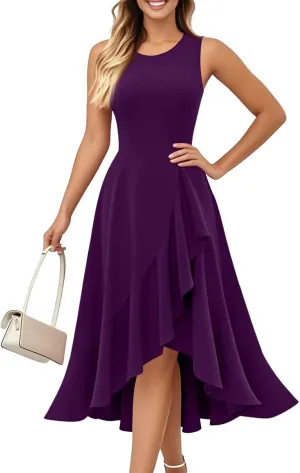 Graduation Dresses for Women 2025 Summer Wrap High Low Midi Dress Ruffle Cocktail Wedding Guest Dress with Slit