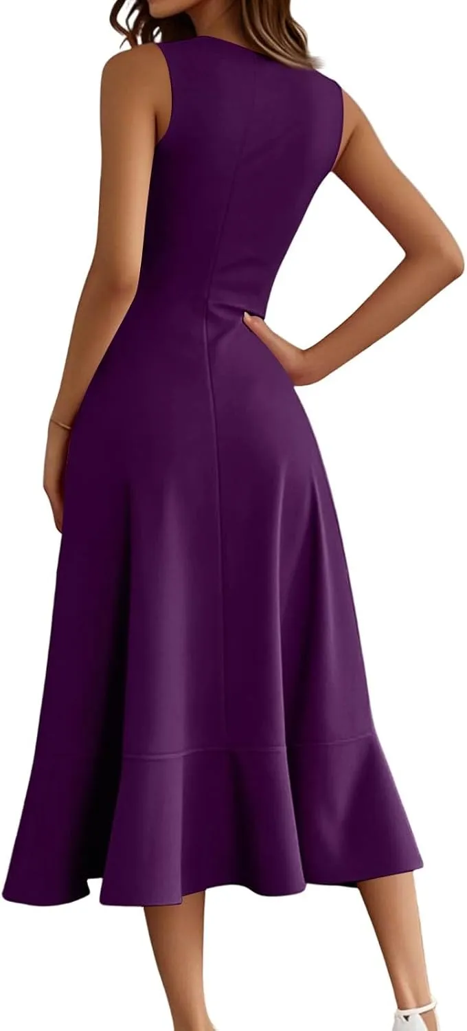 Graduation Dresses for Women 2025 Summer Wrap High Low Midi Dress Ruffle Cocktail Wedding Guest Dress with Slit