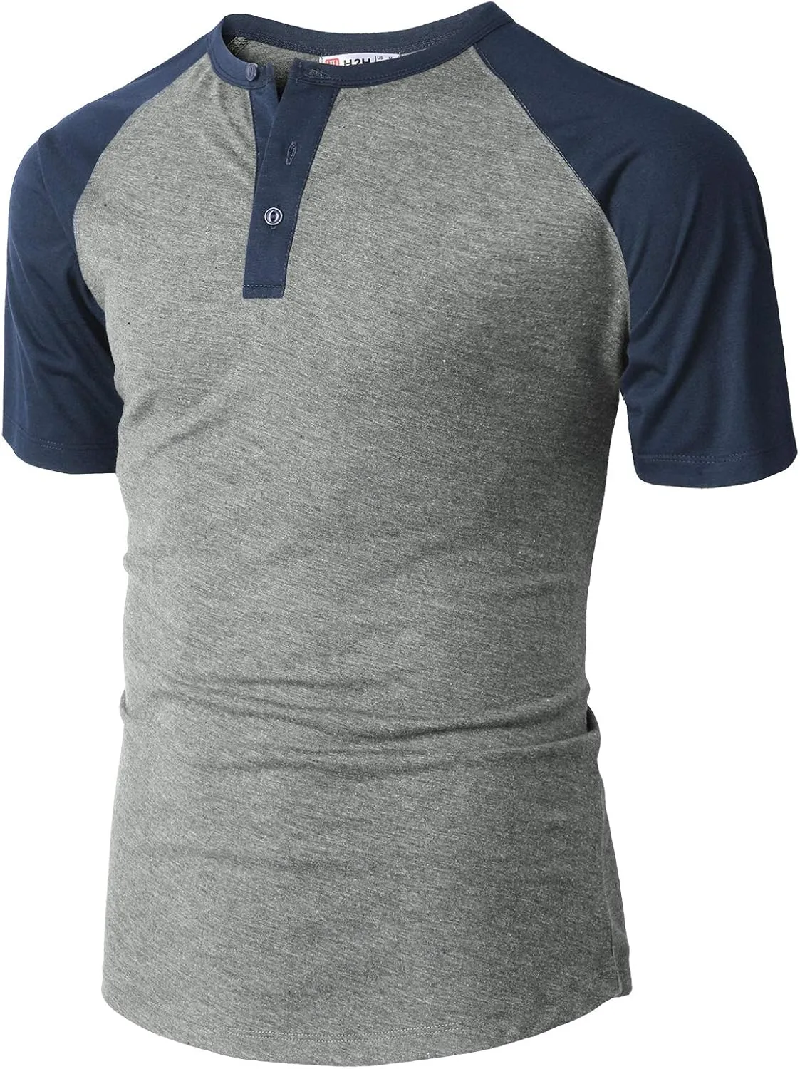 H2H Mens Henley - Raglan Short Sleeve Casual Slim Fit T-Shirts