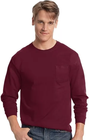 Hanes Men's Tagless Long-Sleeve T-Shirt With Pocket