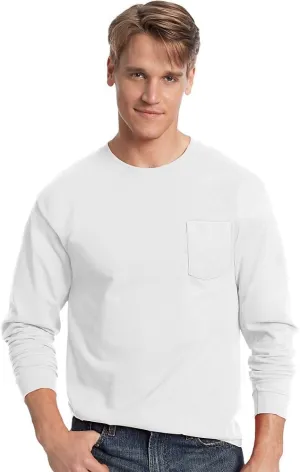 Hanes Men's Tagless Long-Sleeve T-Shirt With Pocket
