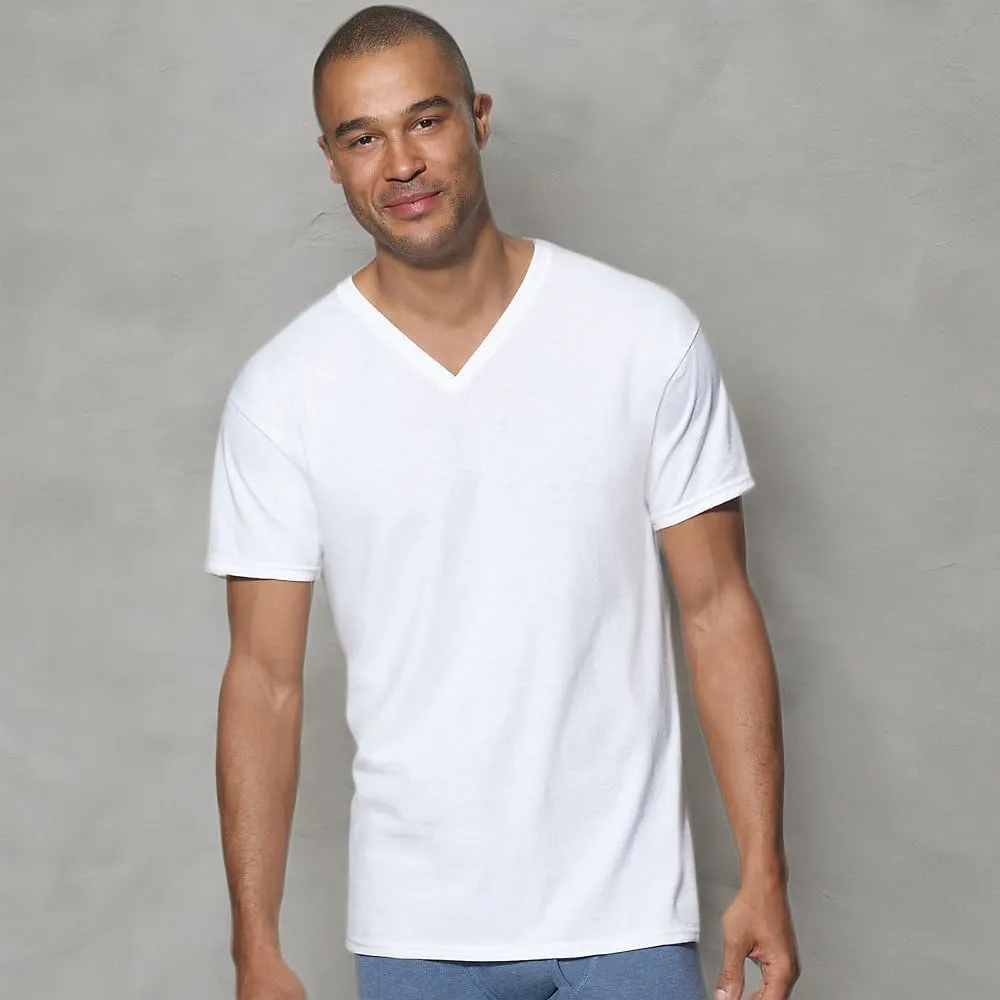 Hanes Men's Tagless Stretch White V-Neck Undershirts, 3 Pack