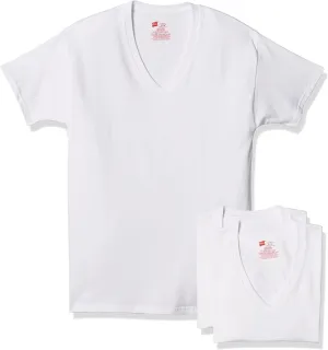 Hanes Men's Tagless Stretch White V-Neck Undershirts, 3 Pack