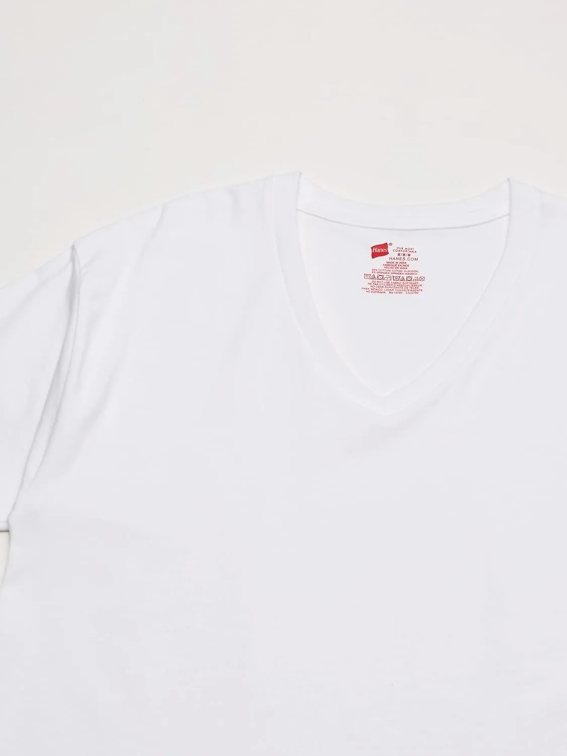 Hanes Men's Tagless Stretch White V-Neck Undershirts, 3 Pack