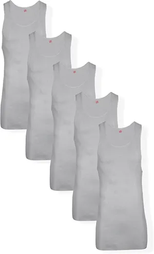 Hanes Men’s Tall 100% Cotton Ribbed Tank Tagless Undershirts, Multipack
