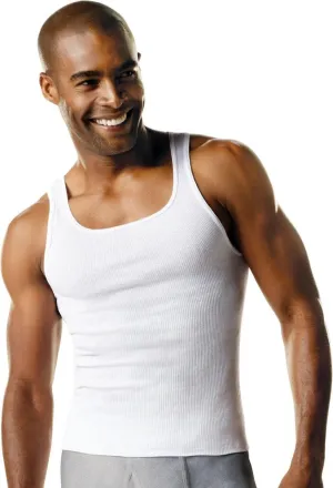 Hanes Men’s Tall 100% Cotton Ribbed Tank Tagless Undershirts, Multipack