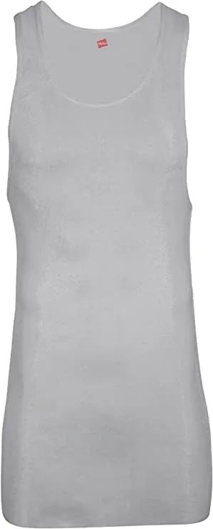 Hanes Men’s Tall 100% Cotton Ribbed Tank Tagless Undershirts, Multipack