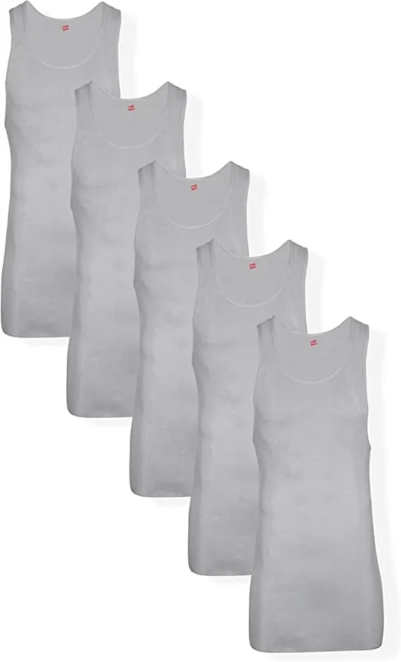 Hanes Men’s Tall 100% Cotton Ribbed Tank Tagless Undershirts, Multipack