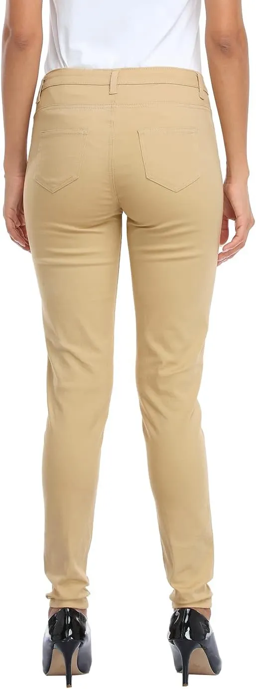 HDE Women's Mid-Rise Stretchy Denim Slim Fit Skinny Jeans