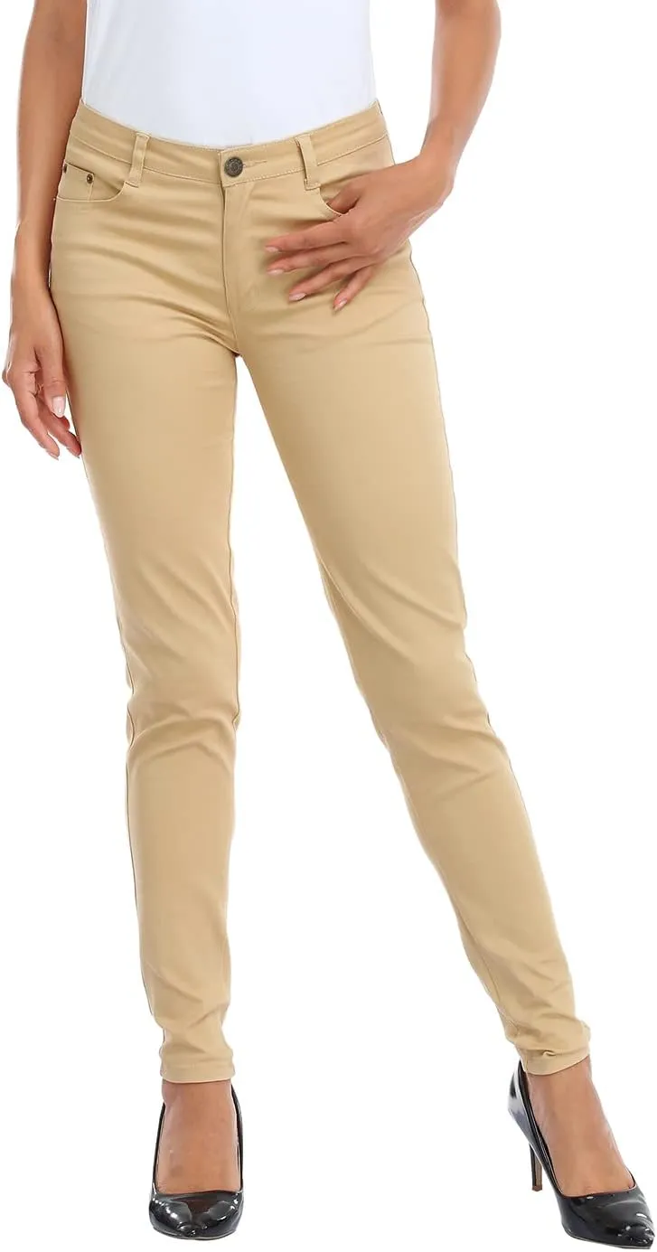HDE Women's Mid-Rise Stretchy Denim Slim Fit Skinny Jeans