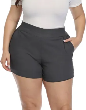 HDE Women's Plus Size Chino Shorts High Waisted 4" Inseam Summer Casual Shorts